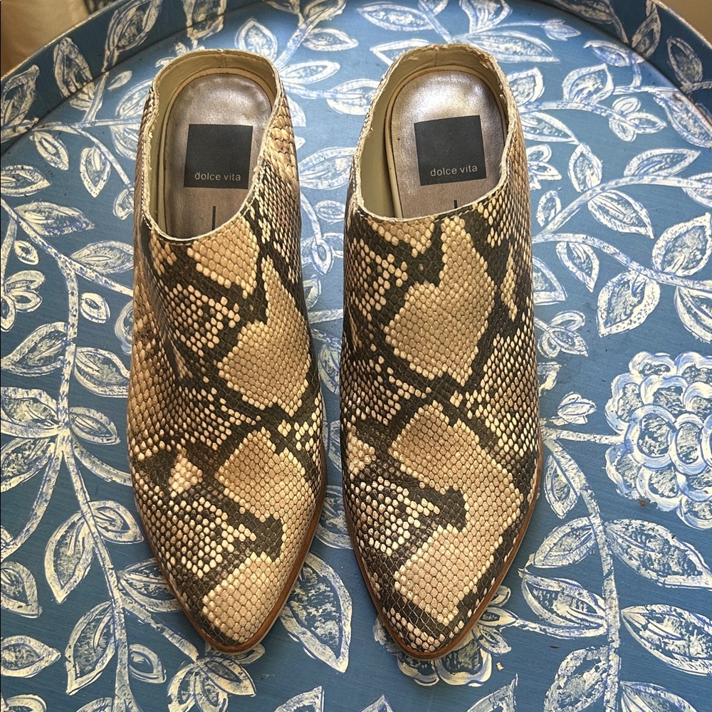 Dolce Vita Snake Print Mules